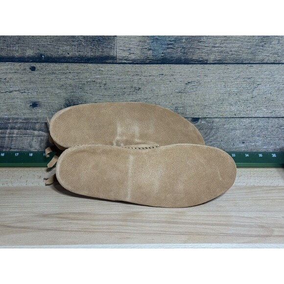 NEW Minnetonka Mens style882 Tan Suede Fringe Moccasin Boots Ties Soft Sole NWT - Picture 10 of 13